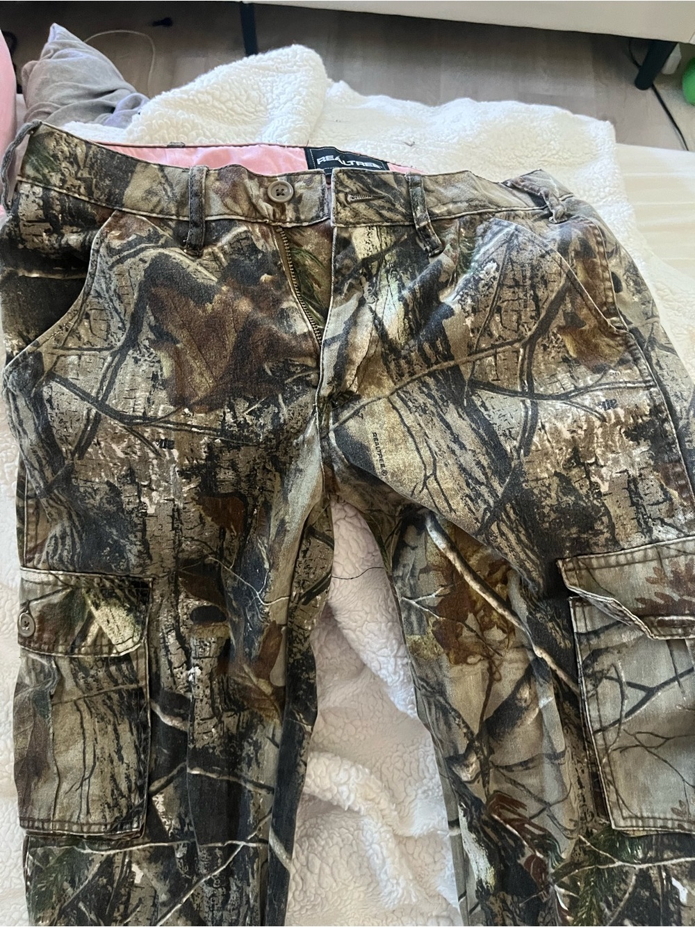 Realtree Women's Straight Leg Camo Jeans with Pink Waistband - Picture 2 of 3
